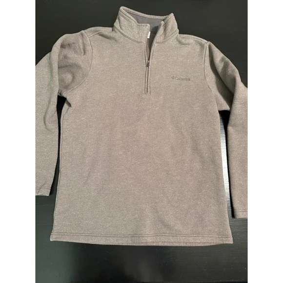 Columbia Mens Quarter Zip Fleece Pullover Brown Heathered Sweater Size M