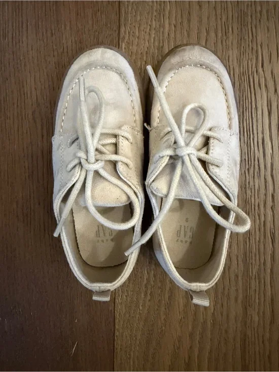 GAP Kids Cream Suede Moccasins with Lace Tie