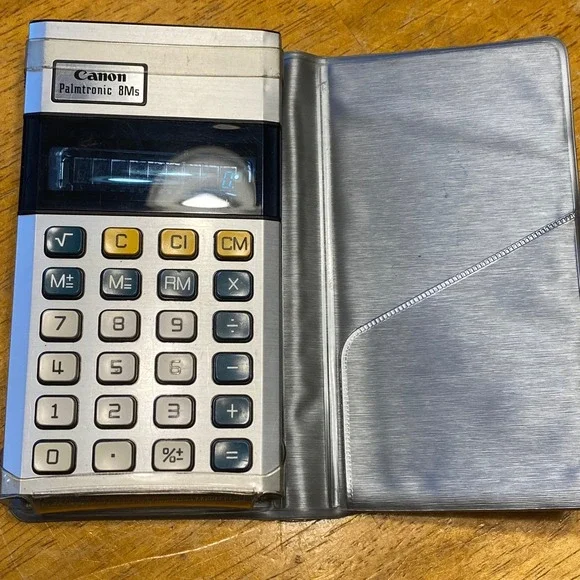 Canon Palmtronic 8Ms Calculator Silver Good Vintage VFD Japan LD-8Ms