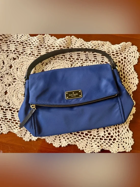 kate spade Royal Blue Shoulder Bag with Gold Accents