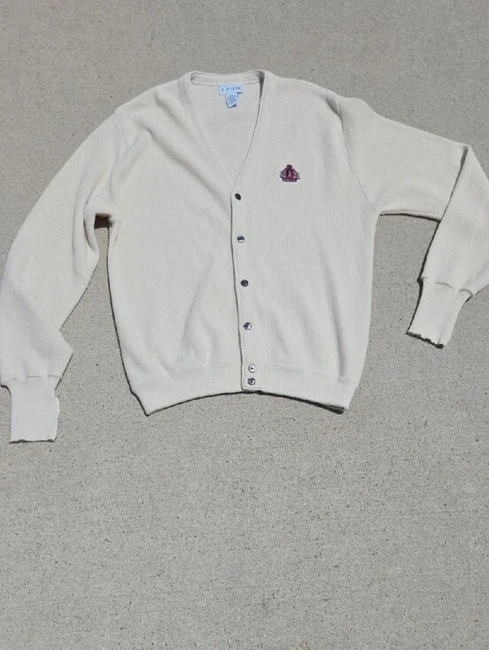 IZOD Vintage Button-Up V-Neck Cardigan Sweater Sz Lg