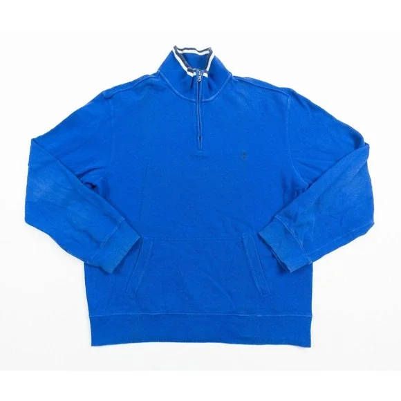 Polo Ralph Lauren Sweater Mens Medium Blue 1/4 Zip Pullover Mock Neck Preppy