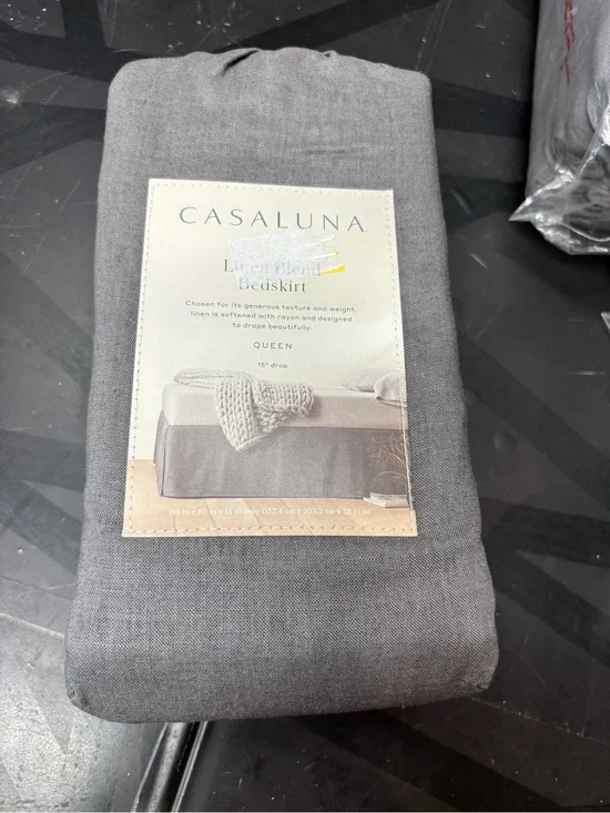 Casaluna Gray Linen-Blend Bedskirt - Queen