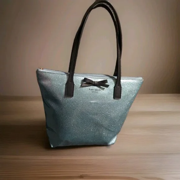 Kate Spade New York Purse Ice Blue Sparkle Glitter-Hand Bag Or Shoulder‎ Bag