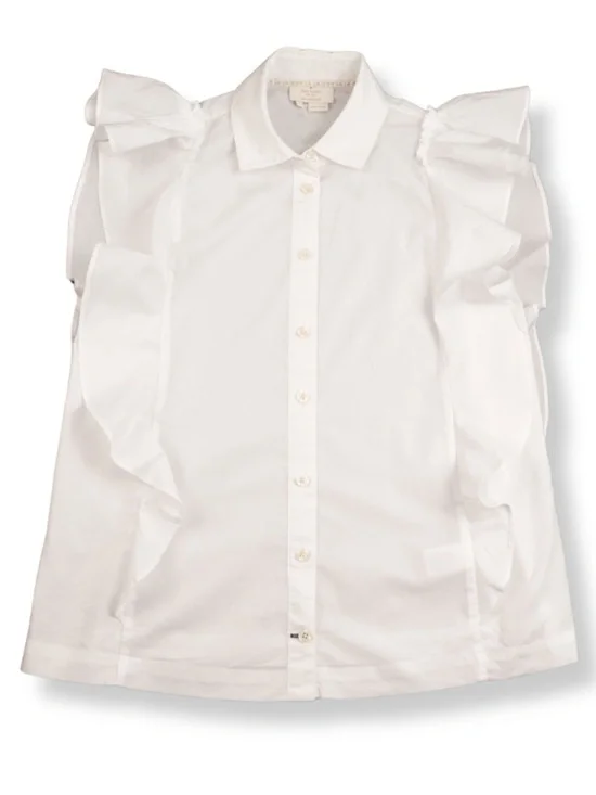 Kate Spade White Ruffle Blouse Size XS Sleeveless Button Front Top
