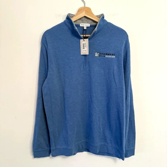 Peter Millar Crown Comfort 1/4 Zip Blue Pullover