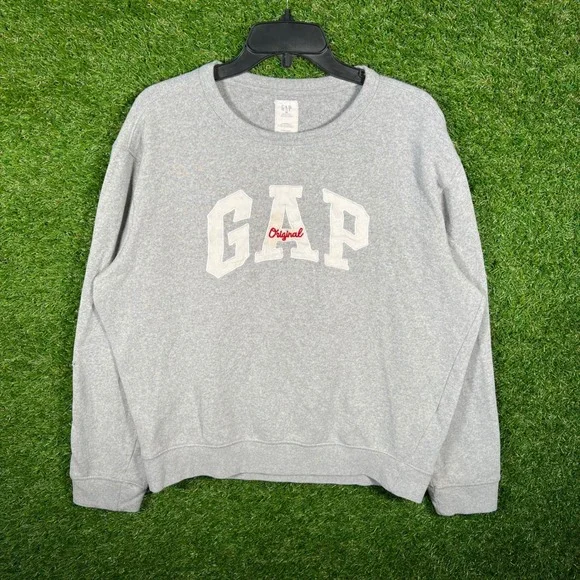 Gap Original Spellout Crewneck Sweatshirt Mens Medium Gray Pullover