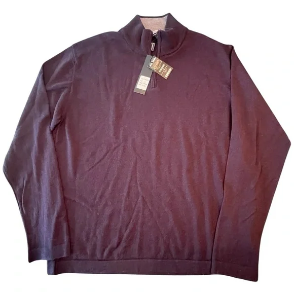 🐑💜NWT MARCO FIORI Men's XL Plum 100% Merino Extra Fine Wool Sweater. Gorgeous!
