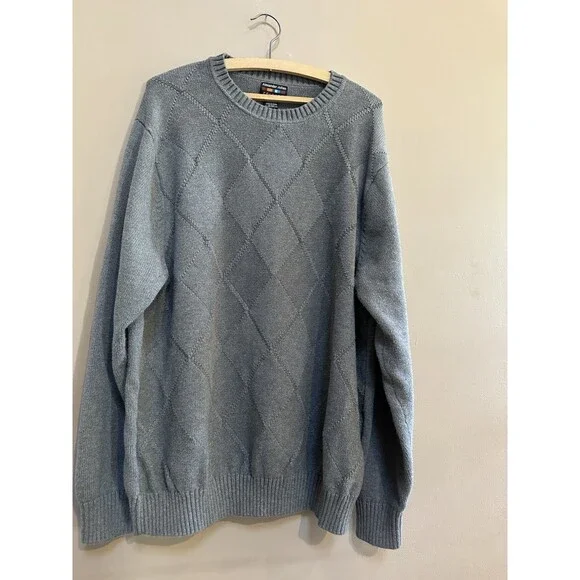 Alexander Julian Colours Vtg Gray Cable Knit Sweater 100% Cotton Size 2XL Tall‎