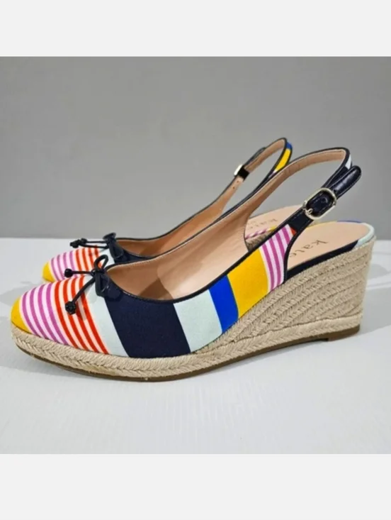 Kate Spade Panama Nights Espadrille Wedge 10 Oceanside Multi Jute Sandal NEW