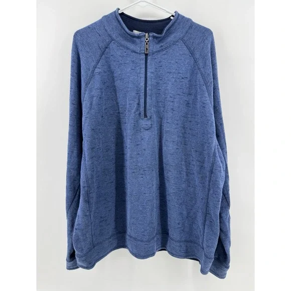 Tommy Bahama Mens Reversible 1/4 Zip Sweater Blue Heather‎ Sweatshirt Sz XL