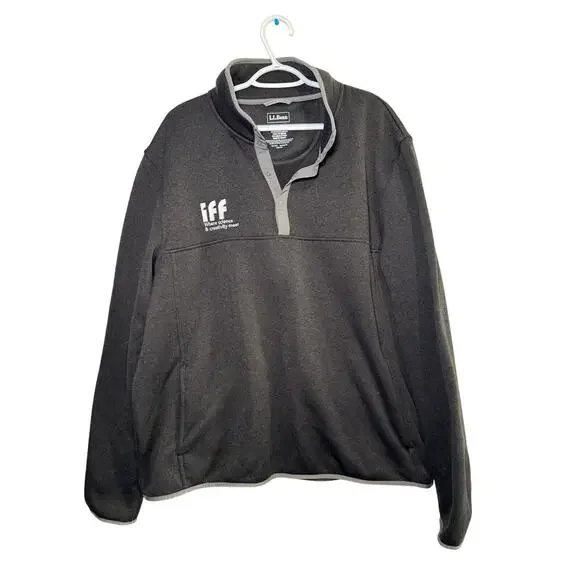 LL Bean black slightly fitted henley sweater mens XXL cozy‎ preppy golf casual