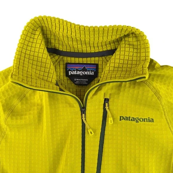 Patagonia R1 Pullover Mens Small Yellow Polartec Grid Fleece Quarter Zip 40109