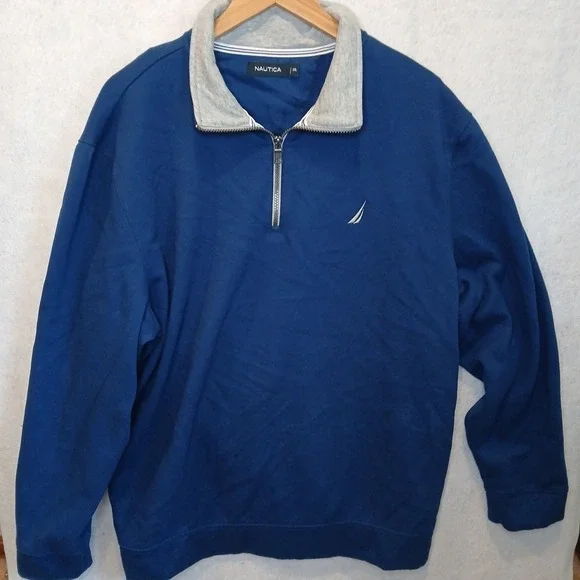 Nautica Mens‎ XXL Quarter Zip Fleece Pullover Sweater Casual Sweatshirt
