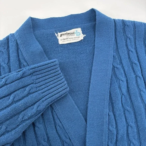 Vintage Brentwood Sportswear Mens Teal Cardigan Size Small