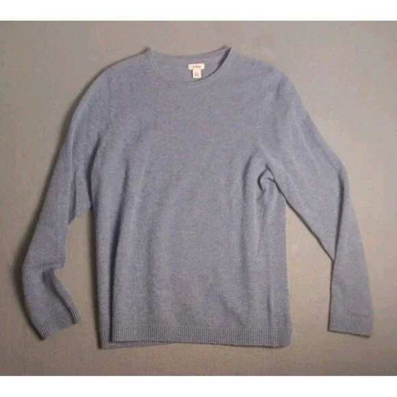 L.L. Bean 100% Cashmere Blue Soft Sweater Mens  Regular Large  - Crew Neck