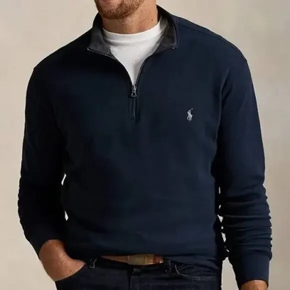 Polo Ralph Lauren navyblue quarterzip pullover sweater from pima cotton Size XXL