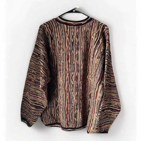 Vintage Tundra Abstract Knit Sweater 90s Crew Neck Biggie Coogi Cosby Style L