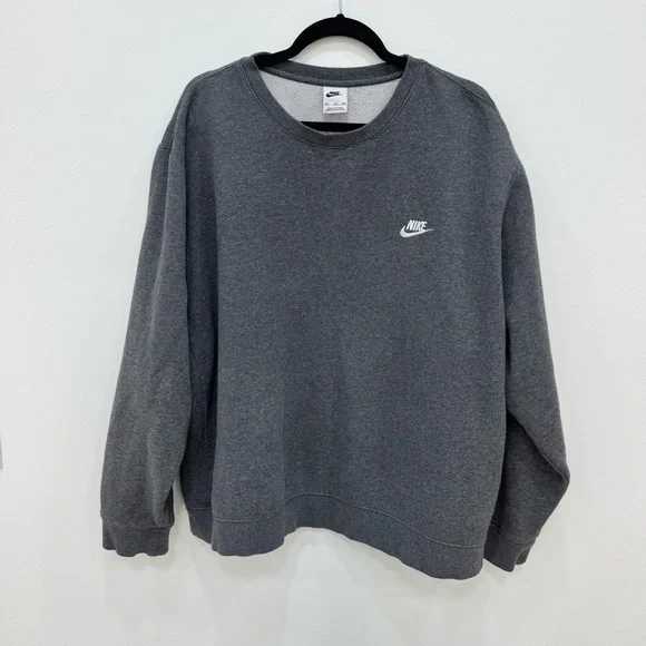 Nike Men's Heather Gray white Crewneck Sweater sweatshirt Sz XXL