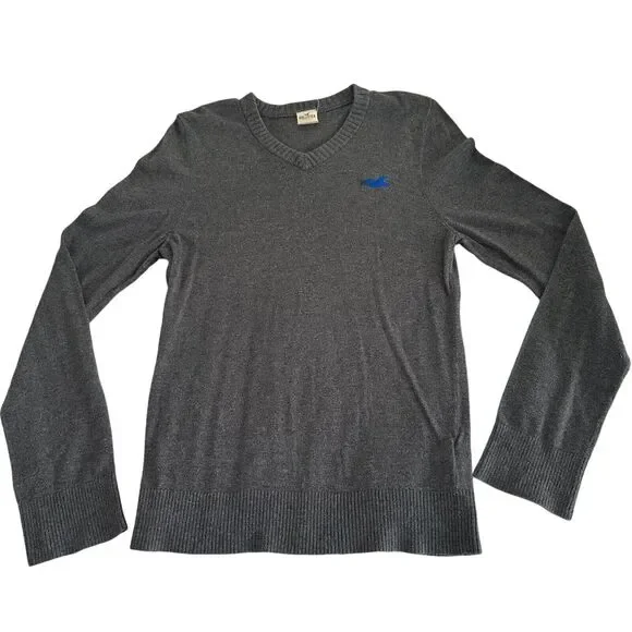 Hollister California Pullover Lightweight Sweatshirt Men Size Large Gray V Neck