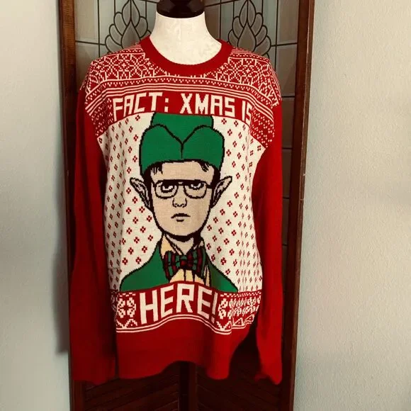 The Office M Dwight Schrute Fact Christmas Is Here Ugly Sweater Holiday Size 2X