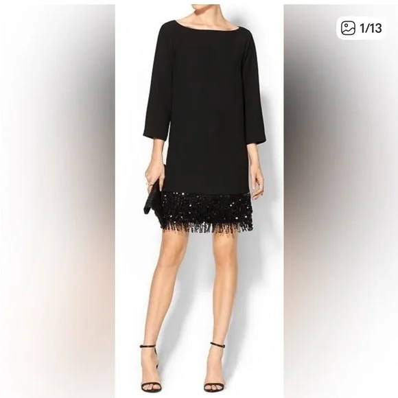 Kate Spade Black Sequin Fringe Dress | S