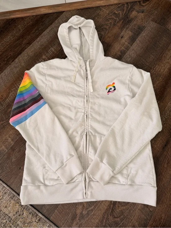 Peloton Lead With Love Pride Full Zip Hoodie Medium Rainbow Graphic Sweatshirt
