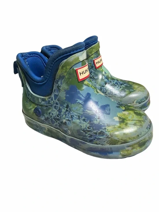 Hunter Kids Blue and Green Camo Short Rain Boots Toddler Size 8