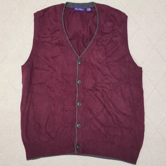 Alan Flusser Cardigan Vest Sweater Golf Mens LARGE Casual Preppy Office