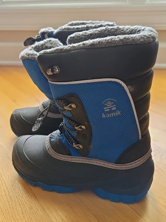Kamik Luke 3 Kids Blue and Black Insulated Snow Boots Size 5 Big Boys