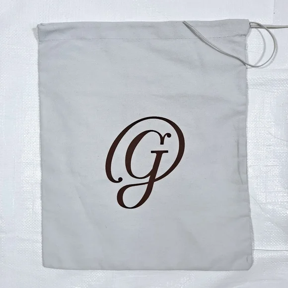 M. Gemi Grey Cream Cotton Drawstring Dust Cover Bag