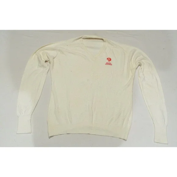 Vintage‎ 1980sNebraska Cornhuskers Football White Acrylic V-Neck Sweater