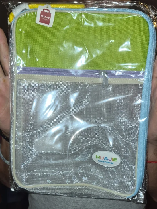 Clear Front Travel Pouch in Green and Blue Nwt