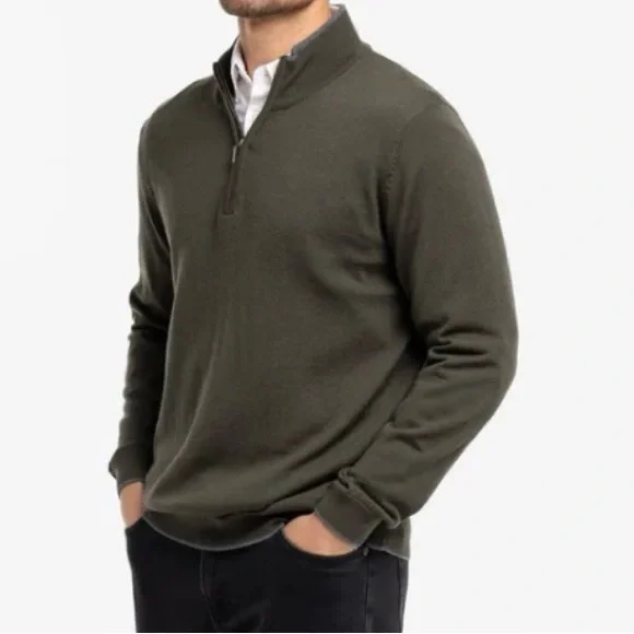 Men's Forest Green Zip-Up Sweater‎