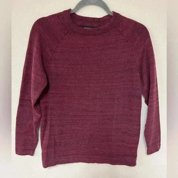 Porter + Ash Men’s Burgundy Cotton Marled Crewneck Sweater Small