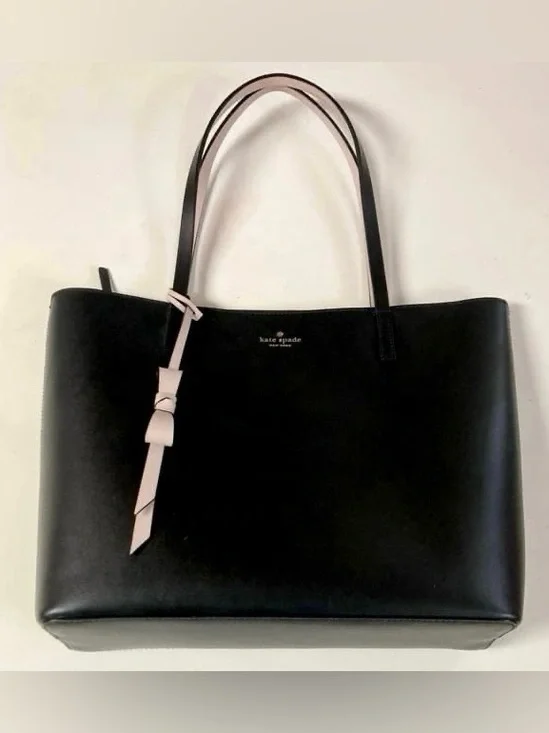 Kate Spade Black Structured Pink Bow Tote