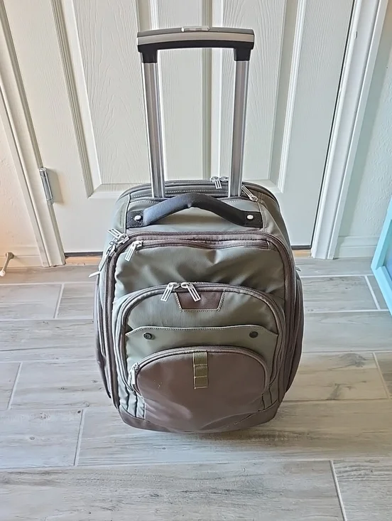 Rolling Carry-On Travel Backpack in Olive