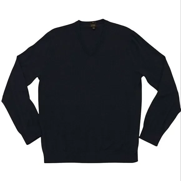 J CREW DARK BLUE 100% MERINO WOOL SLIM FIT SWEATER SIZE L