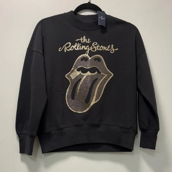 The Rolling Stones Black and Gold Crewneck Sweater