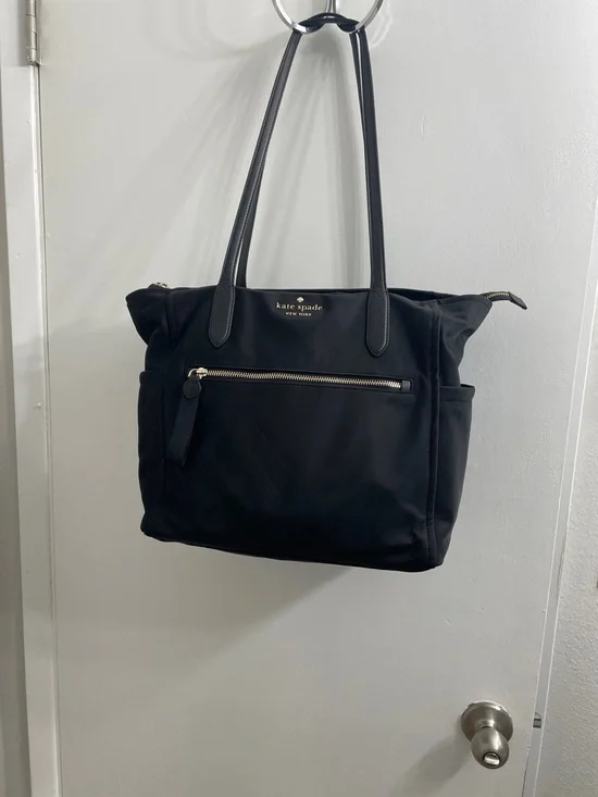 kate spade Black Nylon Tote with Front Zip Pocket