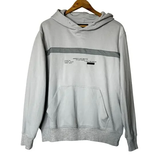 G Straw Raw Mens Relaxed Hooded Sweatshirt‎ Grey Micro Chip Size L Streetwear