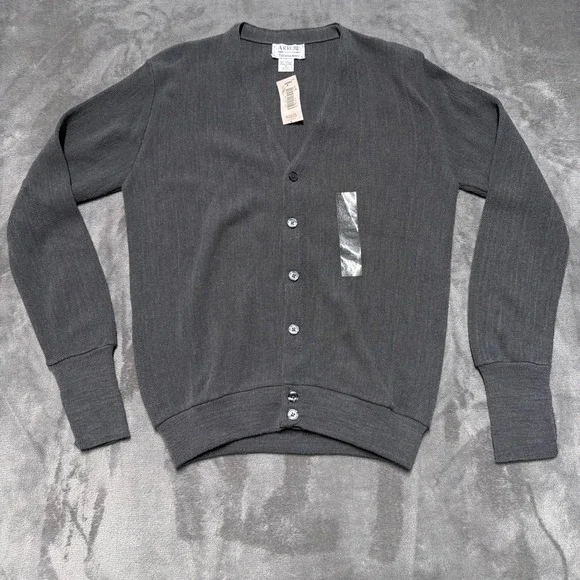 Arrow Tournament Cardigan Mens Medium Charcoal Gray Vintage Sears‎ NWT Acrylic