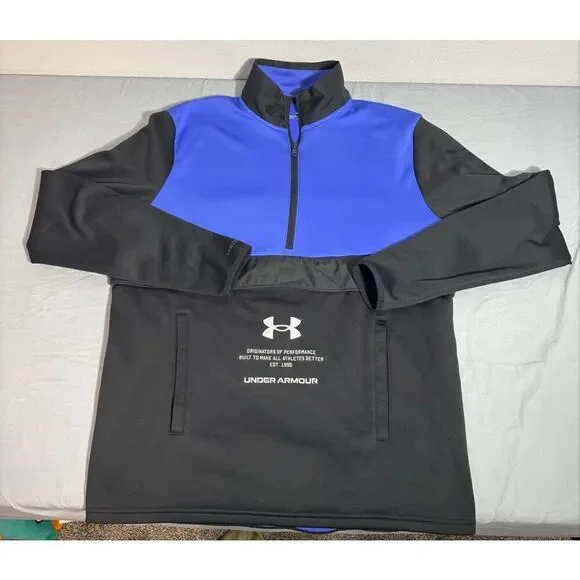 Under Armour Fleece Storm Half Zip Long Sleeve Top Mens Medium Blue ColdGear