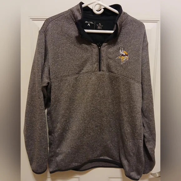 Men's Antigua Minnesota Vikings Fortune Quarter-Zip Pullover Sweater Mens Sz XL