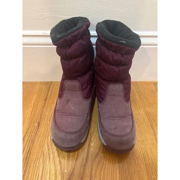 Reima Kids Winter Boots Burgundy Quilted Fleece‎ Lined Size US 4