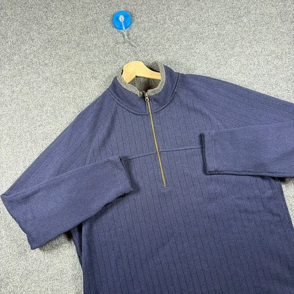 REI Fleece Pullover Mens XL Navy Blue Ribbed Quarter Zip Fall 2013