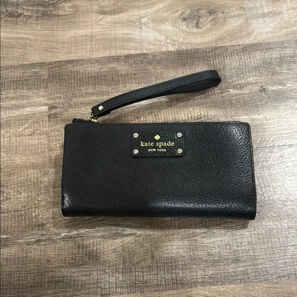 Kate Spade Black Wristlet with Gold Accents