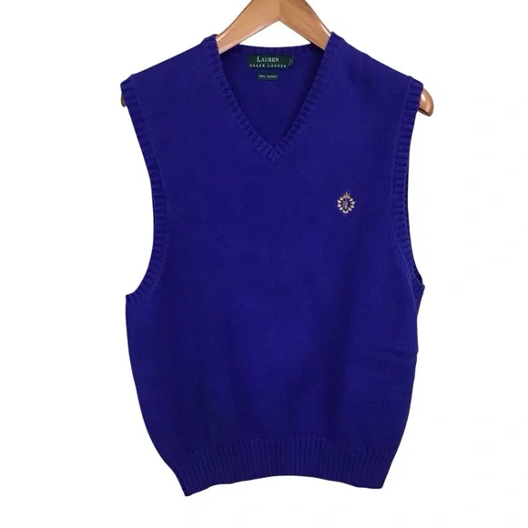 Lauren Ralph Lauren Men's V-Neck Blue Sweater Vest L