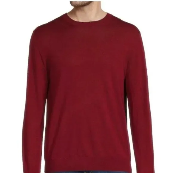 Vince Merino Wool Knit Sweater Burgundy Minimalist Quiet Luxury office wear XXL