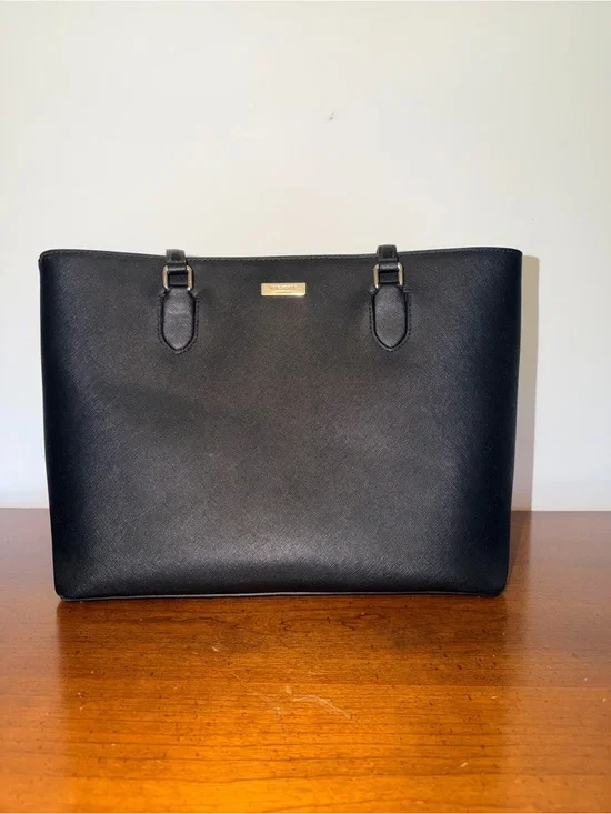 Kate Spade Black Structured Tote with Gold Accents